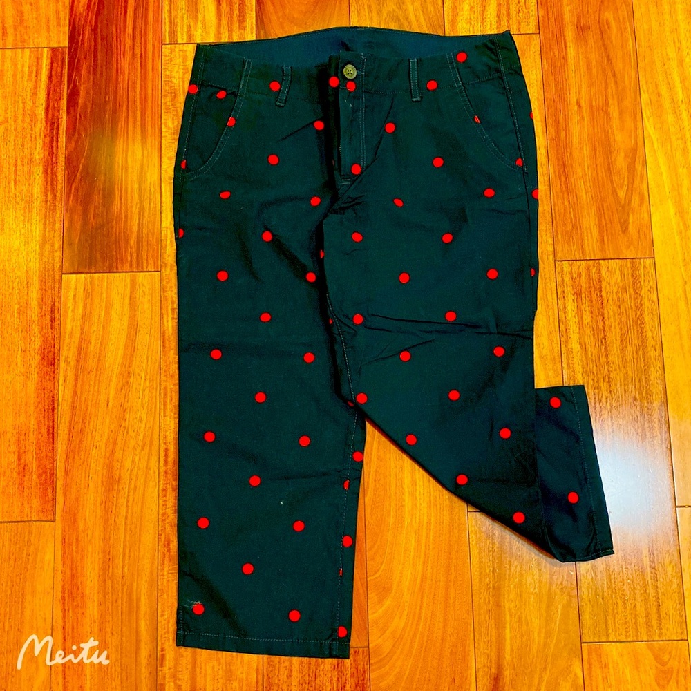 Vintage Navy Blue Red Polka Dot Crop